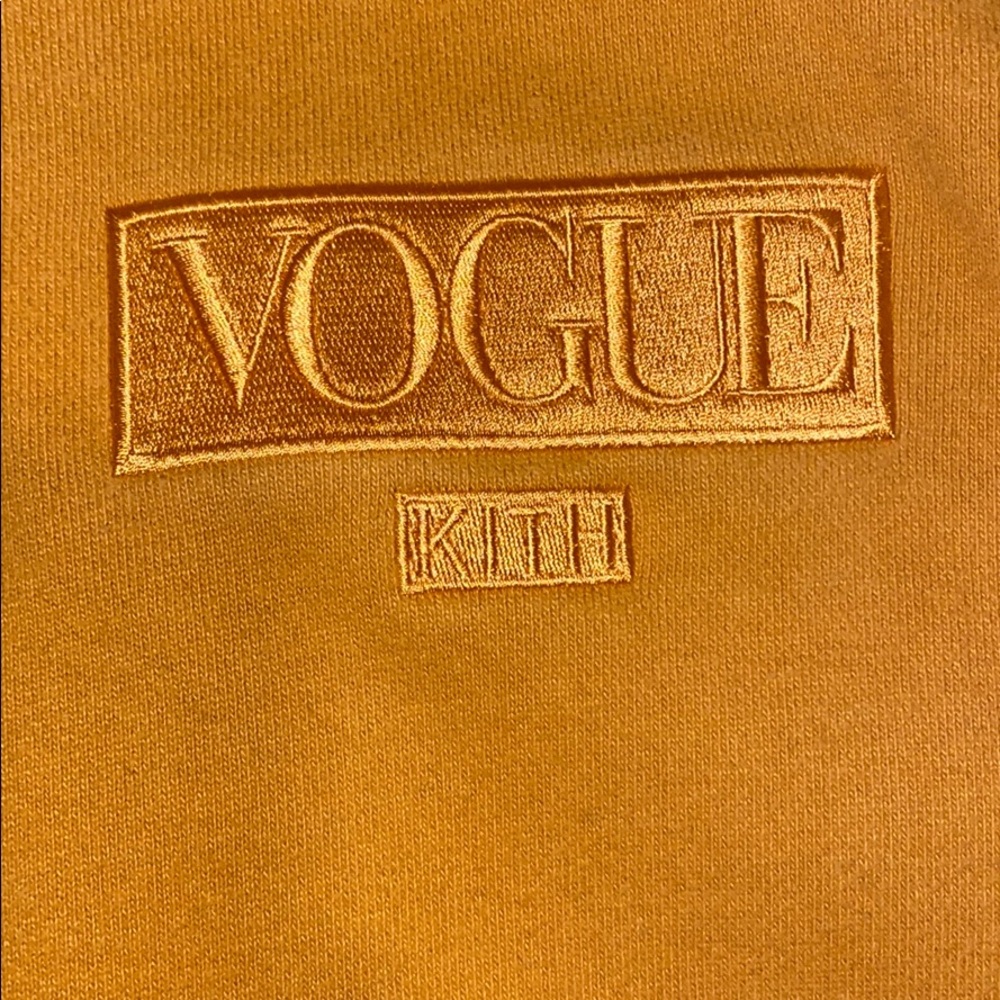 Vogue x Kith mustard yellow pullover hoodie